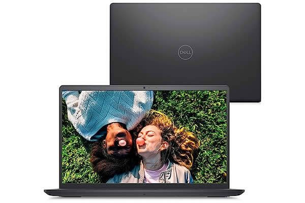 notebook Dell Inspiron I15-I120K-M30P com duas mulheres na tela e traseira ao fundo