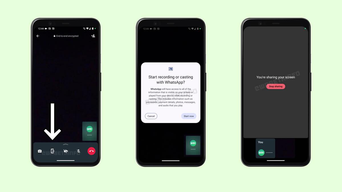 Compartilhamento de tela em chamada de vídeo no WhatsApp