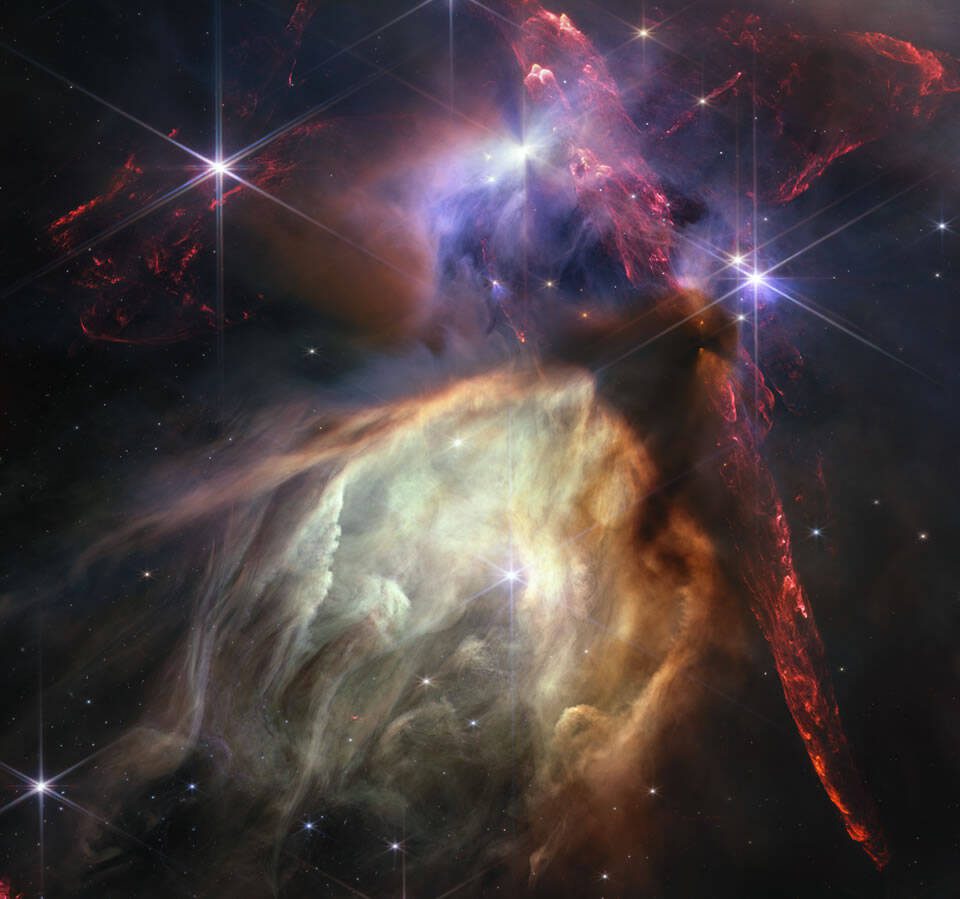complexo de nuvens Rho Ophiuchi por James Webb