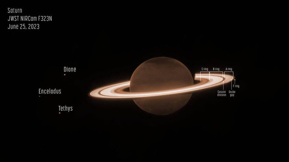 Saturno e algumas luas por James Webb