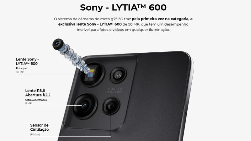 Motorola Moto G75 é cameras boas