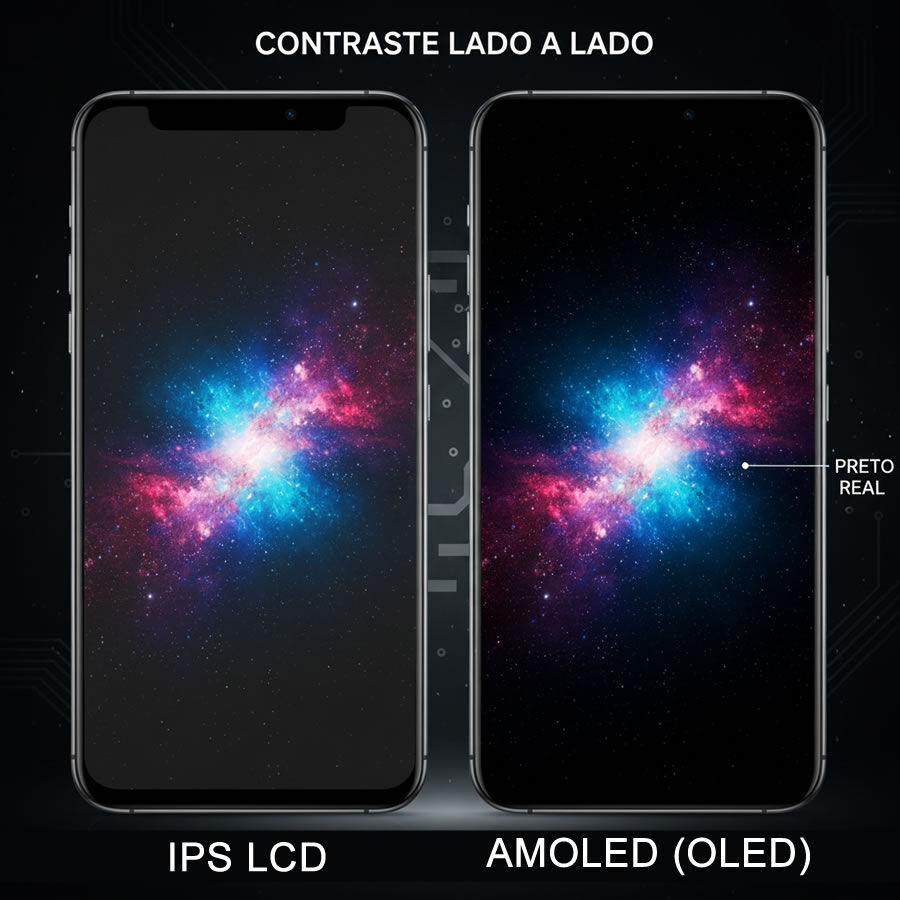 diferença IPS LCD e AMOLED (OLED)