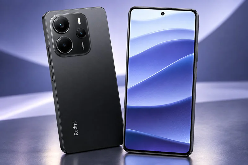 Redmi Note 14 5G com tela AMOLED e traseira do smartphone