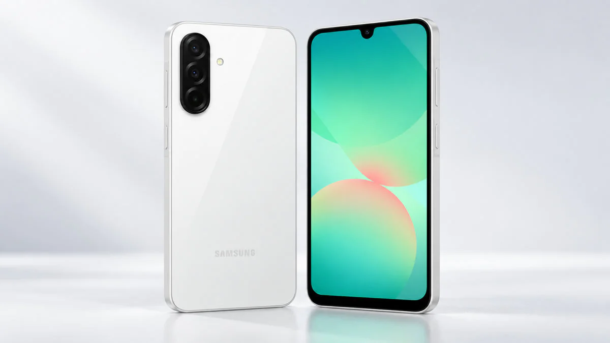 Samsung Galaxy A26 5G visto pela frente e traseira